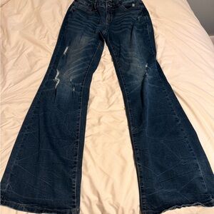 Elegant Dark Blue Women's Flare Jeans